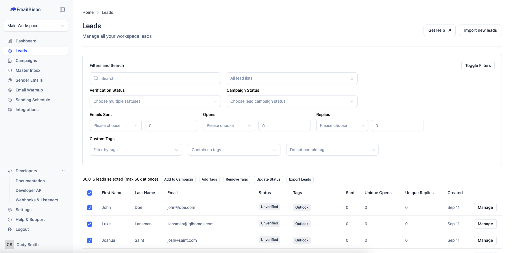 Unlimited leads screenshot