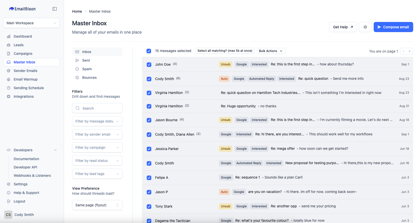 Master Inbox screenshot