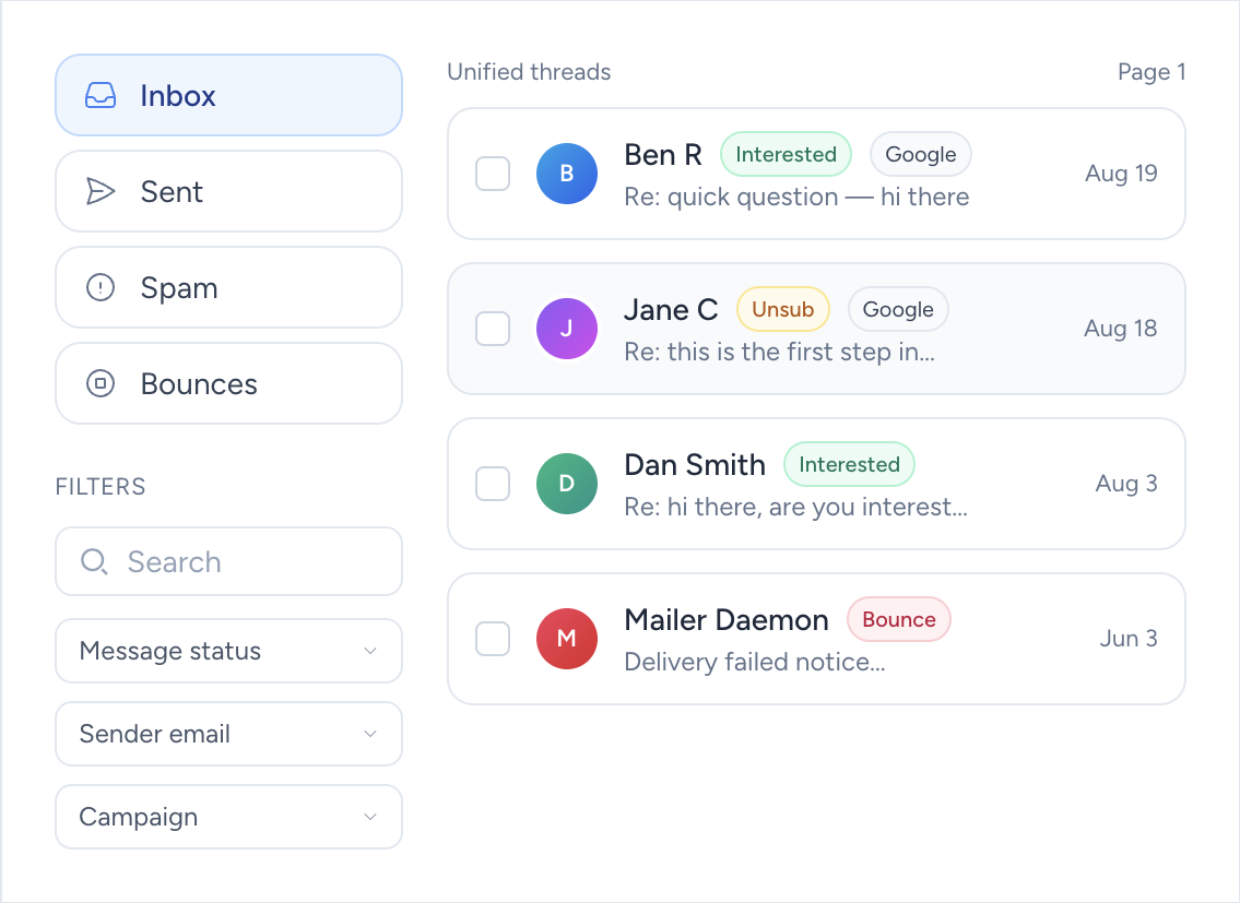 Master Inbox mobile view